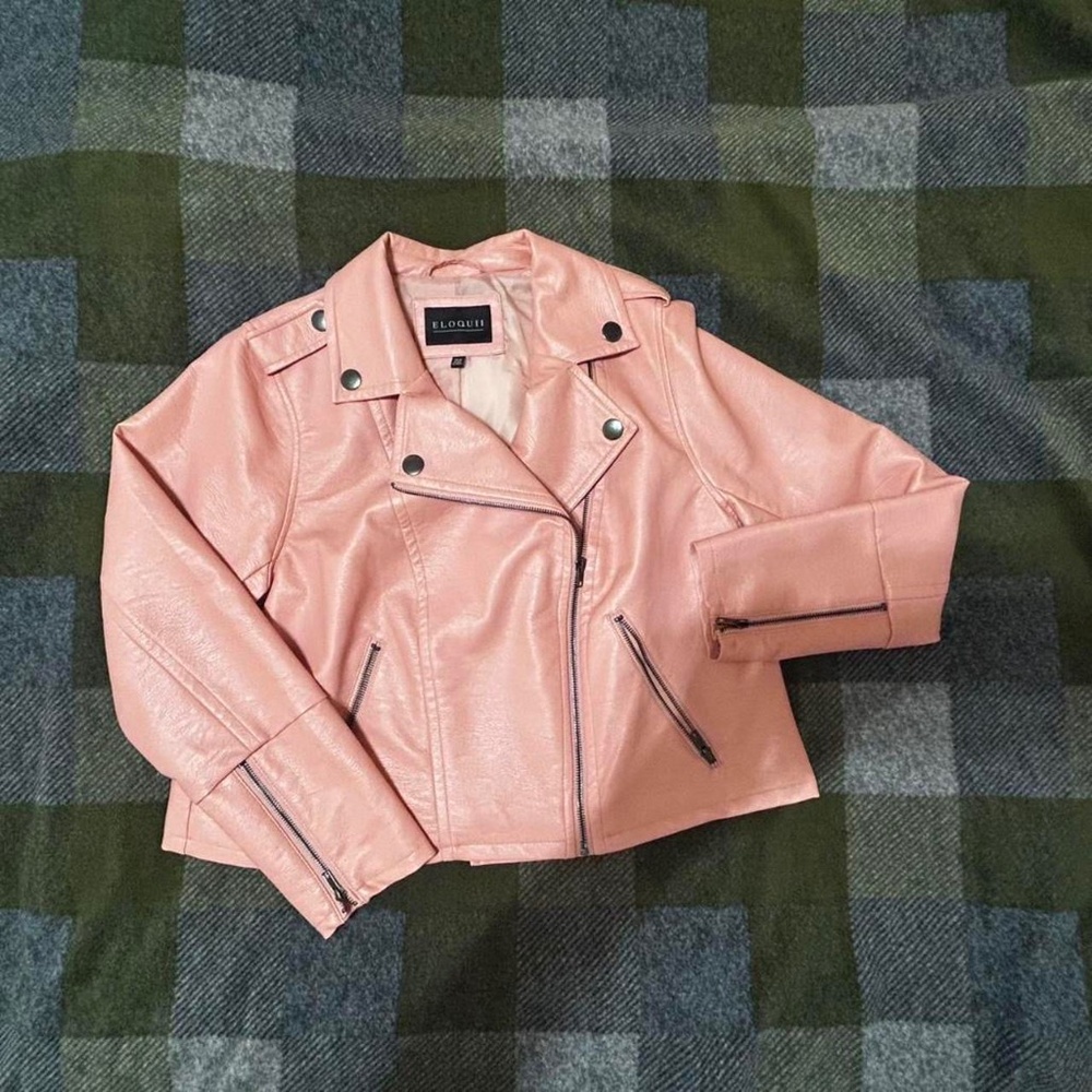 Pink Faux Leather Jacket by ELOQUII size 14/16